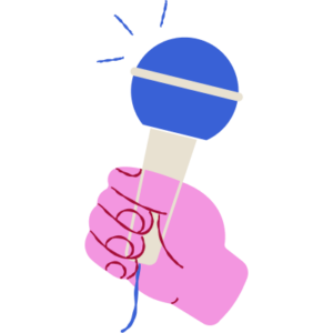 Illustration of a hand holding a microphone
