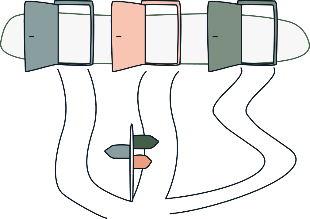 An illustration where three different roads eventually lead to the same path